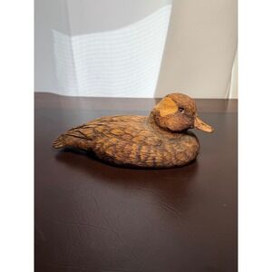 Paul & Dotty Baumann 1989 Hand Carved Pyrography Duck Decoy Signed